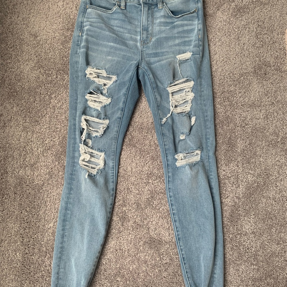 American Eagle Ripped High-Waisted Jeggings, Size 6 - Short